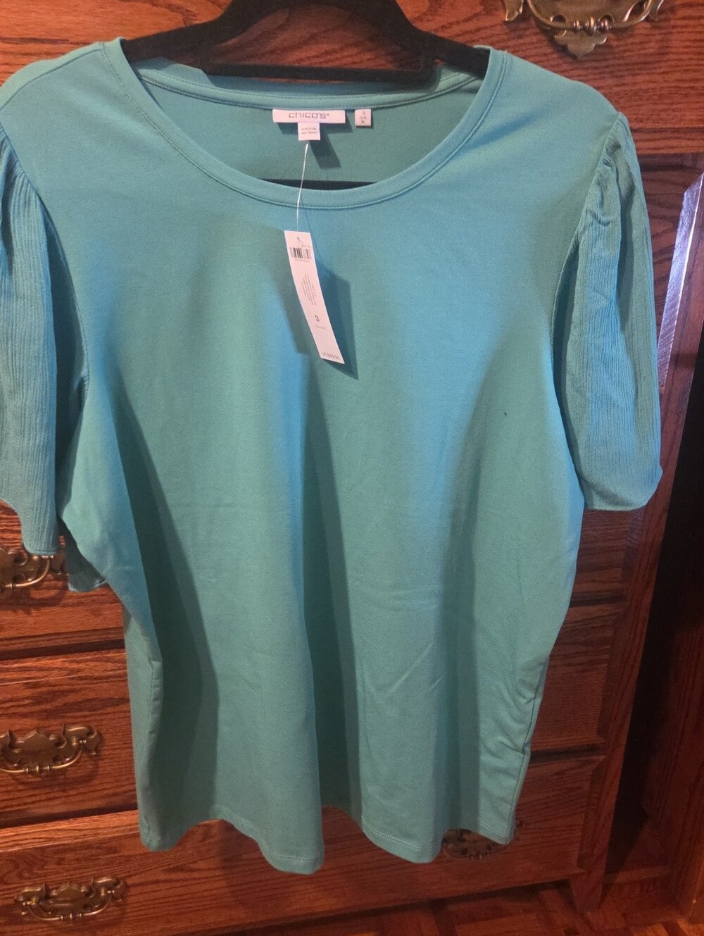 Chico's Green Clovee Short-Sleeve Crewneck Top